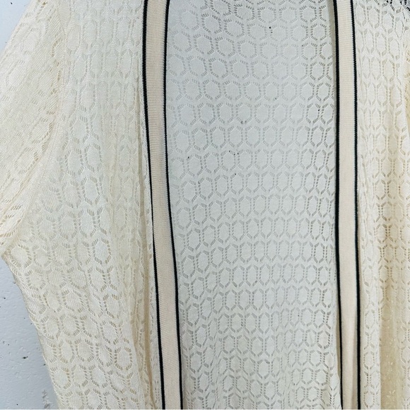 Belldini Women’s size XL Cream With Black Trim Open Front Knit Cardigan Sweater - Picture 6 of 13
